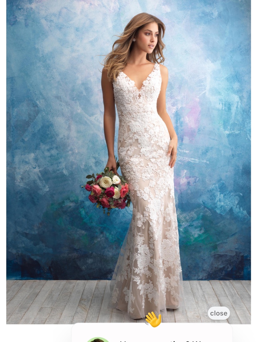 Lace Illusion V-Neck Wedding Dress in Ivory